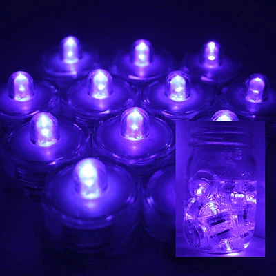 ROXO ~ 12 LED submersível impermeável decoração floral de casamento luzes de chá - Imagem 1 de 4