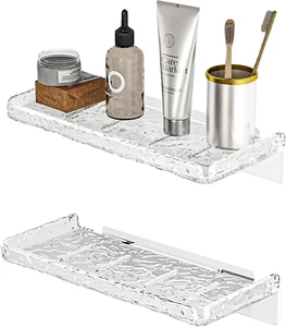 2 Piece Shower Organizer, Wall Floating Shelf, Clear Wall Mounted Organizer for - Picture 1 of 1