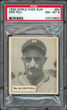 1936 V355 World Wide Gum #84 Lou "Crip" Polli (Poli) Montreal Royals PSA 8 POP 1