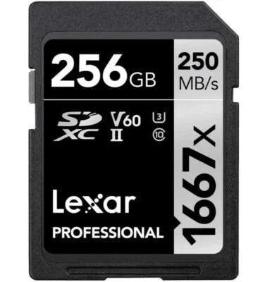 Lexar Professional SD 1667x Memory Card SDXC 256 GB Class 10 FREE 1STCLASS P&P - Image 1 of 3