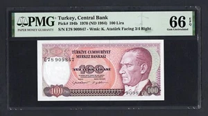 Turkey 100 Lira 1970 (ND 1984) P194b Uncirculated Grade 66 - Picture 1 of 2