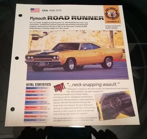 Imp 1968-70 Plymouth Road Runner Informationsbroschüre Hot Cars Hot Rod Rennwagen - Bild 1 von 5
