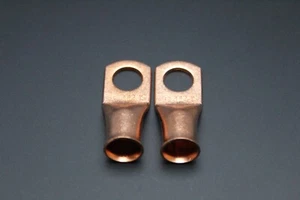 2/0 GAUGE COPPER 1/2 RING 2 PK CRIMP TERMINAL CONNECTOR AWG BATTERY LUG CUR2012 - Picture 1 of 8