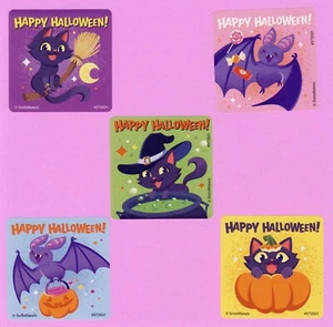 75 Halloween Cats and Bats - Large Stickers - Party Favors - Rewards - Picture 1 of 1