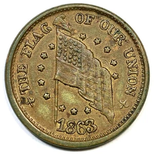 1863 F-207/324 R-6 FLAG OF OUR UNION ARMY AND NAVY Civil War Token - Picture 1 of 2