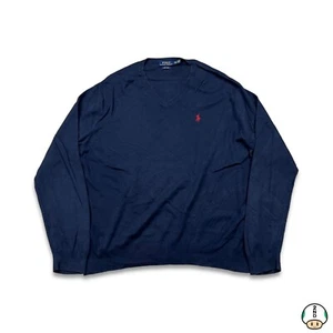 Polo Ralph Lauren Strickjacke Herren 2XL Blau V-Ausschnitt Pullover Sweatshirt Langarm - Bild 1 von 5