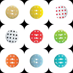 Polka Dot Round Dotty Fine Style Craft Buttons All Sizes Choice Of Colours - Picture 1 of 19