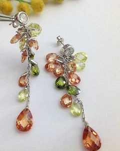 LUCCICANTE ORECCHINI A GRAPPOLO IN ARGENTO 925 CON CUBIC ZIRCONIA - Picture 1 of 1