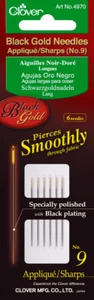 Kleeblatt schwarz gold Applikation/scharfe Nadeln - Größe 9 6/Pkg (3er Pack) - Bild 1 von 1