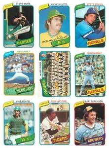 1980 Topps Baseball Singles #9-#717 Elige de la lista - Completa tu conjunto como nuevo. - Imagen 1 de 87