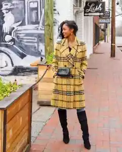 NWOT $360 Sam Edelman Jumbo Plaid Coat Brushed Wool 2 - Picture 1 of 9