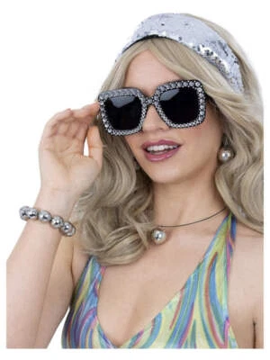 Kit de joyería de baile discoteca años 70 para adultos vestido de fantasía accesorios retro Foto 1 de 2