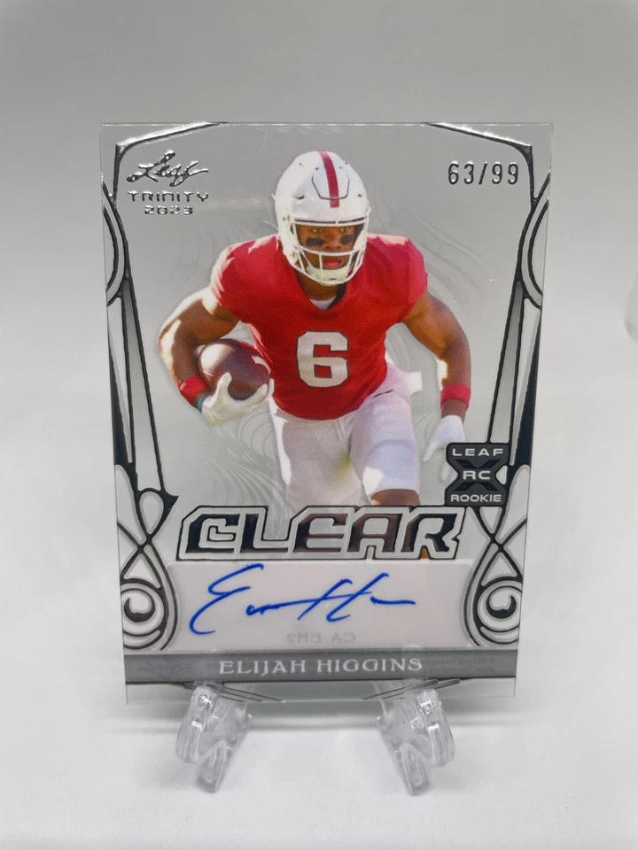 ELIJAH HIGGINS 2023 LEAF TRINITY FOOTBALL CLEAR ROOKIE ACETATE AUTO /99 - Image 1 of 1