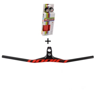 Full Carbon Handlebar Integrated Bar Stem -17° MTB XC Bike Riser Bar with Grips - Image 1 of 4