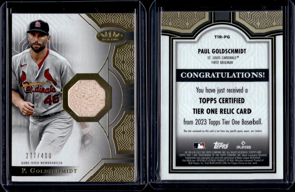 2023 Topps Tier One Tier One Relic #T1R-PG Paul Goldschmidt /400 - Image 1 of 1