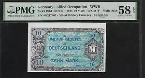 Germany 10 Mark 1944 PMG 58 EPQ P#194d Allied Occupation-WWII - Picture 1 of 4
