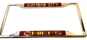 Kansas City Chiefs CHROME Red Glitter Deluxe LICENSE PLATE FRAME Man cave Car - Picture 1 of 2