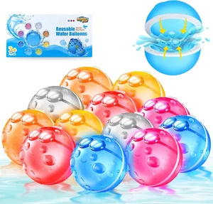 12 Pezzi Palloncini Acqua Riutilizzabili, Palloncino Acqua Ricaricabile Rapida per Bambini e Adulti, - Foto 1 di 12