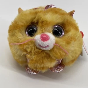 Ty Puffies "TABITHA" Orange Tabby Cat 2,5" Mini Peluche 2021 (tutte le etichette) - Foto 1 di 7