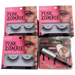 KISS Ciglia Finte Rosa Zombie & Colla Edizione Limitata Nuovo Lotto di 4 - Foto 1 di 7