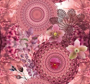 14,28 €/qm /Fototapete TD 4180 Mandala Orientalisch Floral Rosa Pink / 200x280cm - Bild 1 von 2