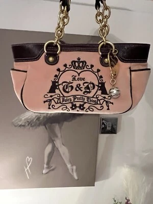 Juicy Couture Mini Bag Pink, Velour, Gold Bag Charms, HTF Y2K, G&P, Vintage New - Image 1 of 4