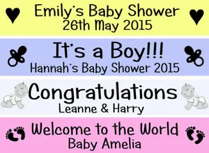 PERSONALISED BABY SHOWER WALL BANNER DECORATION CAKE TABLE IT'S A BOY GIRL 80CM - Picture 1 of 4
