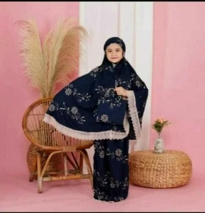 Muslim Kid Girl Prayer Hijab Dress Jilbab Abaya Islamic Large Overhead Clothing - Picture 1 of 11