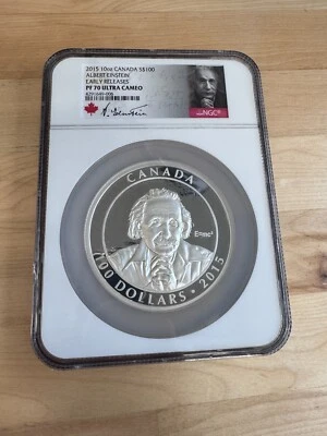 2015 Canada Albert Einstein 10oz Silver Proof Coin $100 NGC PF70 - Image 1 of 4