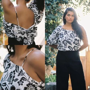 NWT Anthropologie Maeve Floral One Shoulder Crop Blouse Size 26W - Picture 1 of 12