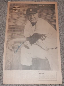 1968 Detroit Tigers NORM CASH AUTOGRAPHED Detroit News Tiger Super Poster RARE! - Picture 1 of 6