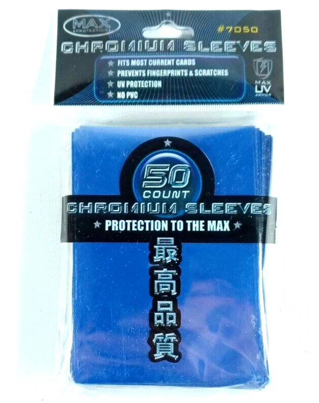 Max Protection YUGIOH Card CHROMIUM Sleeves BLUE (50 Count) Yu-Gi-Oh 7050L CSP - Image 1 of 2