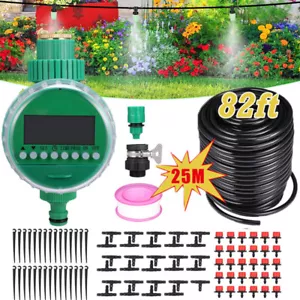 82 ft Drip Irrigation System Garden Plant Self Watering Hose Micro Sprinkler Kit - Picture 1 of 13