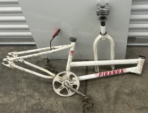 Ross Piranha Bmx 20” Frame And Fork White Vintage Old School Rare! - Picture 1 of 8