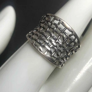 7670 Sterling silver 925 Basket weave wide band ring sz 7 ring 4.1 grams - Picture 1 of 2