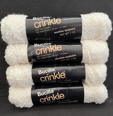 (4) Bucilla CRINKLE Yarn WHITE #1, 1 oz. - Image 1 of 4