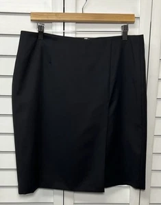 Brooks Brothers 346 100% Wool Lined Wrap Pencil Skirt Women’s Size 14P Black - Picture 1 of 7