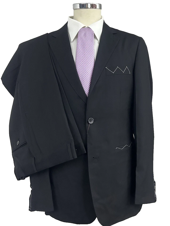 Traje Para Hombre Negro Calce Ajustado Dr.7 Lana Tasmania 46 48 50 52 54 56 58 Otoño Invierno Foto 1 de 4