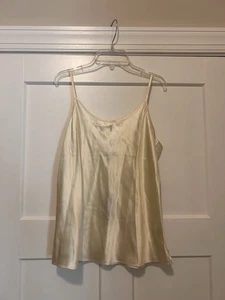 NewTalbots 100% Seda Camisola Top Marfil Talla Pequeña Correas de Espagueti Ajustables - Imagen 1 de 4