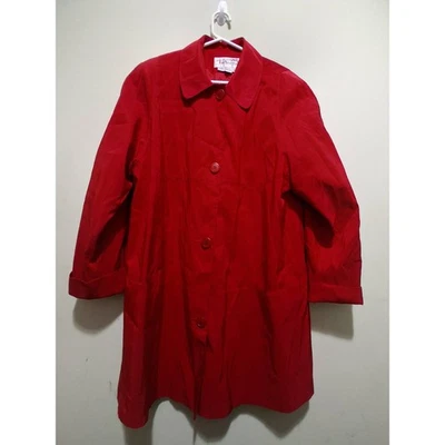 Vintage Talbots Women's Size 10 Red Trench Coat Classic Button Front - Image 1 of 4