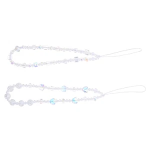 2 pièces ornements de téléphone portable chaîne mignonne porte-clés breloque bretelles perles bracelet - Photo 1 sur 12