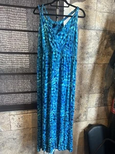 PO Lane Bryant Blue Printed Maxi Sundress SZ 22/24 - Picture 1 of 12