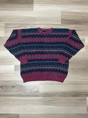 Vintage Structure Purple Striped Classic Cotton Ramie Pullover Sweater Men SZ L - Image 1 of 4