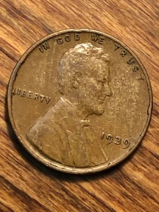 1939 Lincoln Wheat Cent Woody unsachgemäßer Legierungsmischungsfehler einzigartige Augenoptik Münze - Bild 1 von 4