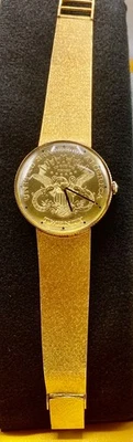 !! LUCIEN PICCARD 18K & 14K SOLID GOLD LIBERTY TWENTY HEAD DOUBLE WRIST WATCH !! - Image 1 of 4