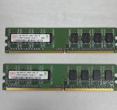 2GB Kit (2x 1GB) Hynix DDR2 PC2-5300U 667MHz Desktop RAM 240-Pin HYMP112U64CP8 - Image 1 of 2