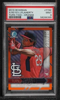 Bowman Chrome Turn Two Orange Refractor 2016/25 Jack Flaherty Alex Reyes PSA 9 Foto 1 de 2