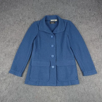 Chaqueta de Lana L.L.Bean Mujer Pequeña Azul Botón Frontal Bellandi Tela Italiana Foto 1 de 4