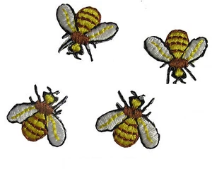 #4358 Lot 4Pcs Embroidery Iron On Bee Hornet Yellow Jacket Applique Patch - Picture 1 of 2