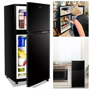 3.5Cu.Ft Compact Refrigerator Fridge 2 Door 7 Level Thermostat Removable Shelves - Picture 1 of 13